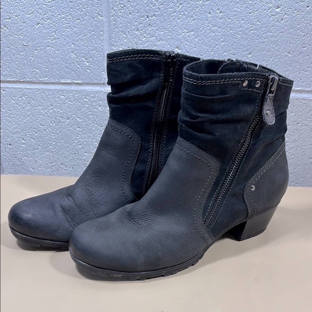Women's Black genuine leather  Ankle Boots​​​